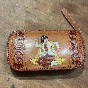 GENUINE LEATHER CARVED AND PAINTED HAND MADE CLUTCH